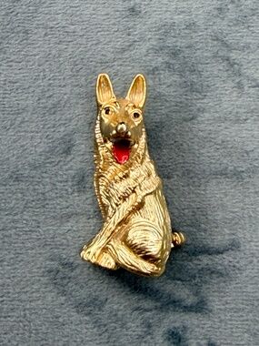 1960s GERRYS Enameled & Rhinestone Collie Dog Pin Brooch